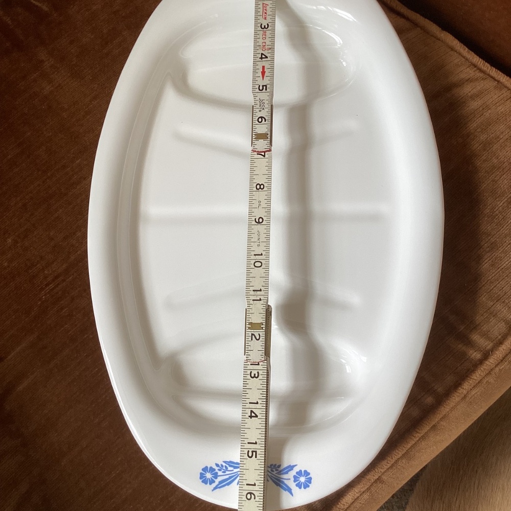 VINTAGE CORNING WARE BLUE CORNFLOWER 10 X16 OVAL MEAT SERVING PLATTER P-19 NWT - Picture 2 of 7